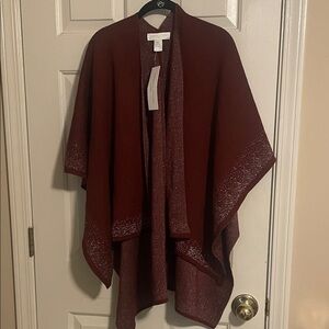 Adrienne Vittadini Maroon Shawl with Shimmering Detail